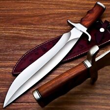 UNIQUE CUSTOM HAND FORGED D2 STEEL BLADE BOWIE HUNTING KNIFE NATURAL WOOD 5266 picture