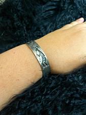 925 Sterling Silver Native American Kokopelli Stamped Cuff Bracelet picture