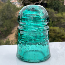 Vtg Brookfield Deep Aqua Glass Insulator Pony Style Emb “2” Strong Mold Lines picture