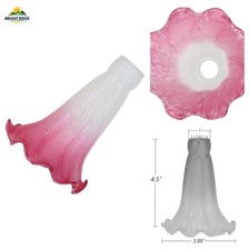 Bieye LS02S Lily Flower Blown Glass Lampshade (White Pink, Opening I.D. 0.87