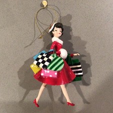 MacKenzie-Childs Rare Wonderful Life Shopper Resin Christmas Ornament Retro picture