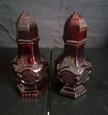 Vintage 1978 Avon Cape Cod Ruby Red Glass Salt & Pepper Shakers EUC picture