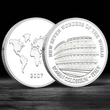 Roman Colosseum Coin Italy 2007 New Seven Wonders Travel Souvenir Medal Gift picture