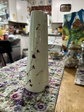 white pottery vase 8 inches tall with Japanese style flower painting. picture