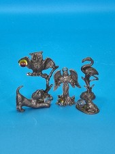 Vintage Handmade Pewter Figurines. Guardian Angel - Kitten - Wise Owl & Frog picture