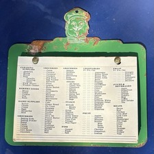 Vintage Metal Happy Chef Grocery Shopping List Reminder Board Tin Litho MCM picture
