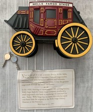 Vintage 2009 Wells Fargo Union Trust Cast Iron Stage Coach Piggy Coin Bank w Key picture