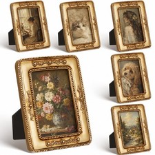 6 Pcs Small Vintage Rectangular Picture Frames 2.5x3.5 Wallet Size Decor picture