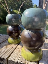 Pair of Hand Painted Sculptural Vases – Organic Modern Postmodern Decor picture