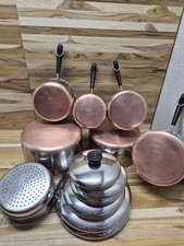 Vtg 13-Pc Revere Ware Copper Clad 1801 Cookware Set With Lids 1qt-6qt Steamer  picture