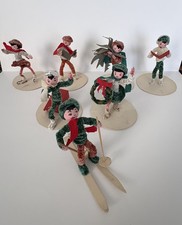 Vintage Very Rare 7 Heddies Little People Pipe Cleaner Holiday Figures picture