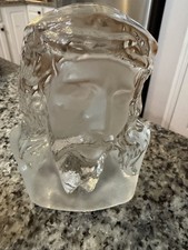Vintage Viking  Clear Glass Jesus Christ Book End Paperweight 6 by 5 inches picture