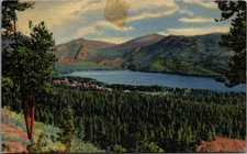 Vintage Grand Lake Lodge View Postcard Rocky Mountain National Park CO 1944 picture