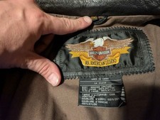 Harley-Davidson Black 2x Leather Jacket with a Harley Davidson branded patch picture