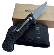 CRKT 6914 Cascade Lockback Serrated Knife Taiwan NOS Box Pouch Vintage picture