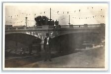 c1910's Bridge Scene Man Cedar Rapids Iowa IA RPPC Photo Posted Antique Postcard picture