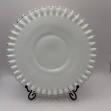 Fenton Lunch Plate Silver Crest Milk Glass Ruffled Edges Plates 8.5” Vintage picture