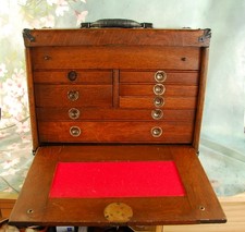 ANTIQUE~1918 Union 7 Drawer Oak Machinists Tool Chest Rochester~NY w/key #162 picture