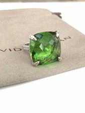David Yurman Silver 20mm With Peridot Chatelaine Diamond Ring Size 6 picture
