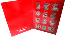 NEW~VTG Elder-Beerman 12 Days Of Christmas Boxed Set Of Pewter Ornaments~SEALED picture