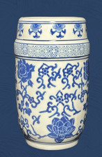 CHINA BLUE Hand painted Fine Porcelain Vase (8 inches) by Seymour Mann Vintage picture
