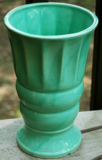 Vintage ART DECO 1930s Ceramic Urn Vase AQUA BLUE GLAZE Beautiful Shape 8