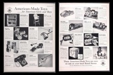 Vintage Magazine Ad 1949 USA Toy Manufacturers 2 pages of toys of the 1940s picture