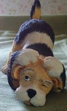 Adorable Resin Black, Orange & White Dog in 'Look Out' Pose Figurine-? Terrier picture