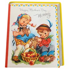 Vintage Mother's Day Card Boy Girl Gingerbread Unused Greeting picture
