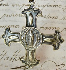 Antique 19th Century St Benedict Holy Trinity Benediction Cross Against All Evil picture