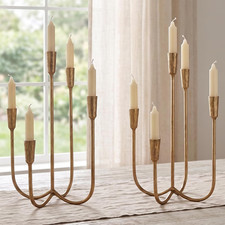 Gold Candelabra Candle Holders - Set of 2 Cast Iron Metal Candelabros picture