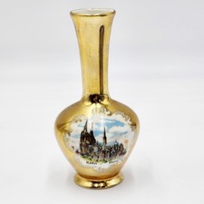 Vintage Koln Dom Souvenir 22k Gold Over White Porcelain Small Bud Vase Bavaria picture