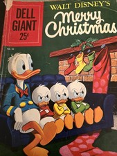 Vintage Disney Merry Christmas Dell Giant No 39 Donald Duck Huey Dewey Loui picture