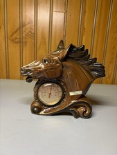 VTG Horse Head Thermometer Ceramic Japan Brown 4 Amherst N.S. Canada S 1950s picture