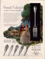 Wallace Sterling Silver Grand Colonial Magazine Ad 1953 Mid-Century picture
