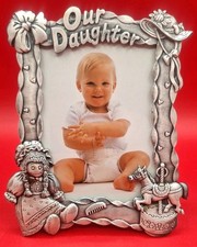 VINTAGE ESC Our Daughter Pewter Table Heavy Picture Frame Made in Taiwan  picture