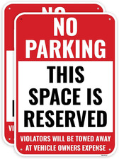 2PC Reserved Parking Sign, 14 x 10 Inches - Aluminum - No Parking This Space Is picture