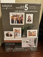 NEW Mikasa Enamel Frames Set Of 5 White Picture Frame 8x10 (1), 5x7 (2), 4x6 (2) picture