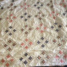Handmade Quilt Cathedral Window Floral Patchwork White Multicolor 74” c 86” picture