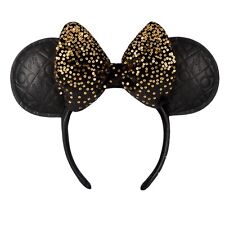 2021 Disney Parks Walt Disney World 50th Black & Gold Luxe Minnie Ear Headband picture