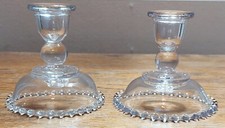 Vintage set of clear Imperial Glass Candlewick pattern taper candle holders (x2) picture