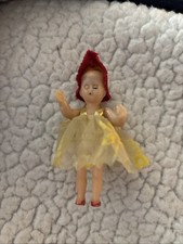Vintage Dolls Miniature Souvenir Blinking Eyes Celluloid Baby Dress Needs TLC picture