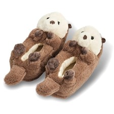 ooohyeah Women's Otter Plush Slippers, Cute Cozy Fuzzy House Shoes Non-Slip Sole picture