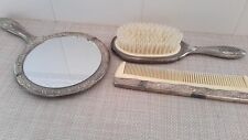 Vintage Silver Plated Mirror/Brush/Comb Vanity Dresser Set Hong Kong Pre-owned picture