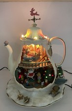 Rare Enesco 1993 Teapot Bungalow Musix Box 'Twas the Night Before Christmas VTG picture