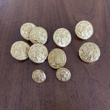 Pennsylvania Coat of Arms Gold Buttons  8 - 1 Inch 2- 1/2 Buttons Waterbury Conn picture