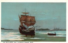The Mayflower Steamship Plymouth Harbor Massachusetts MA Vintage Postcard picture