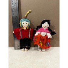 Handmade Folk Art Cloth Dolls Set, Ethnic Traditional Doll Pair, Fabric Dolls picture