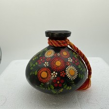 Signed Rolando J.H. Oaxaca Mexico Vintage Hand Painted Floral Folk Art 4.5” picture