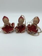 Vintage Jointed Miniature Diminutive Doll Figurines Triplets Handmade Outfits picture